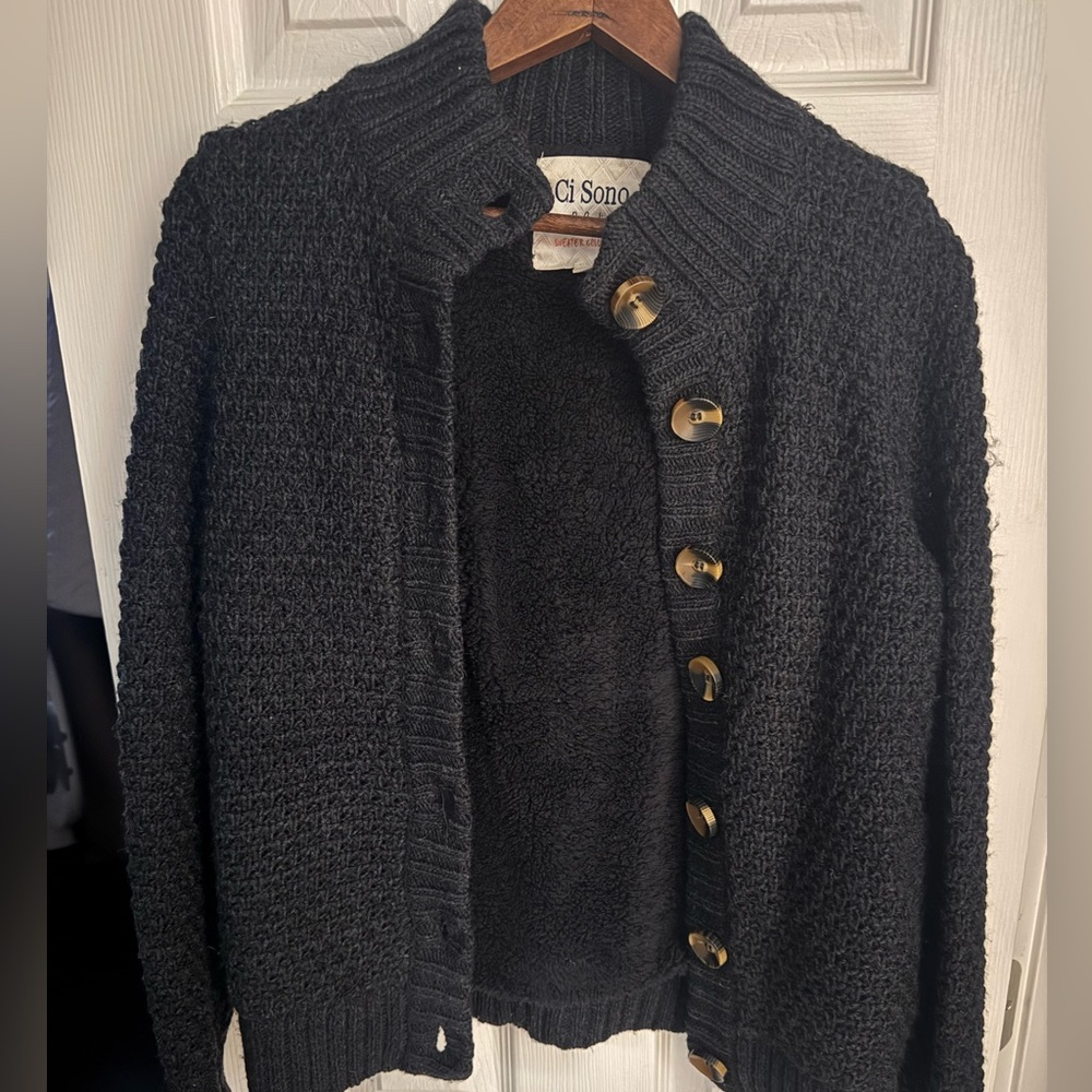 Vintage CI SONO by Cavalini fleece lined chunky knit cardigan sweater button